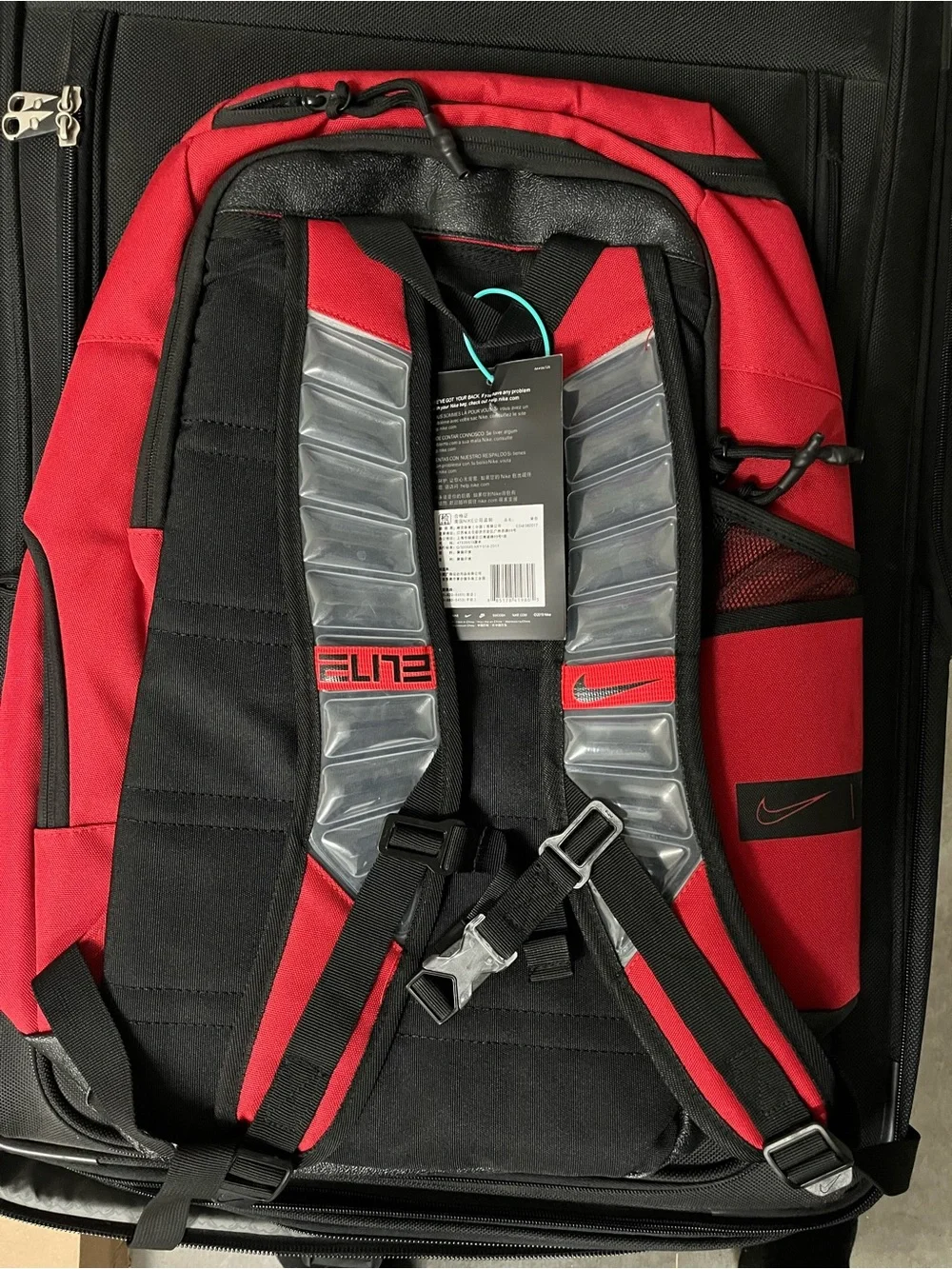 Nike Red and Black Men's Backpack with Swoosh Accent